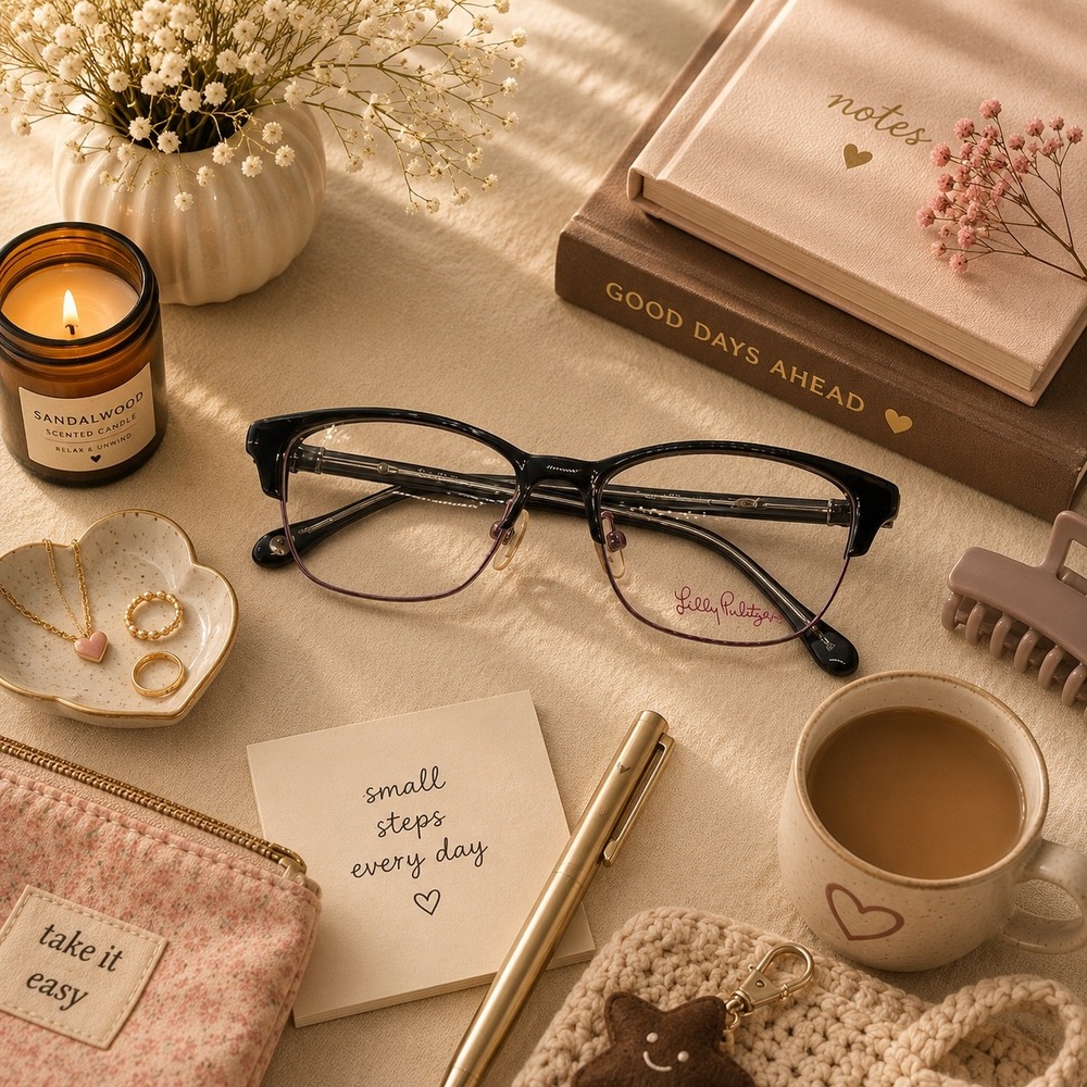 Lilly Pulitzer Eyeglasses Campbell BK Black Pink Designer Frames